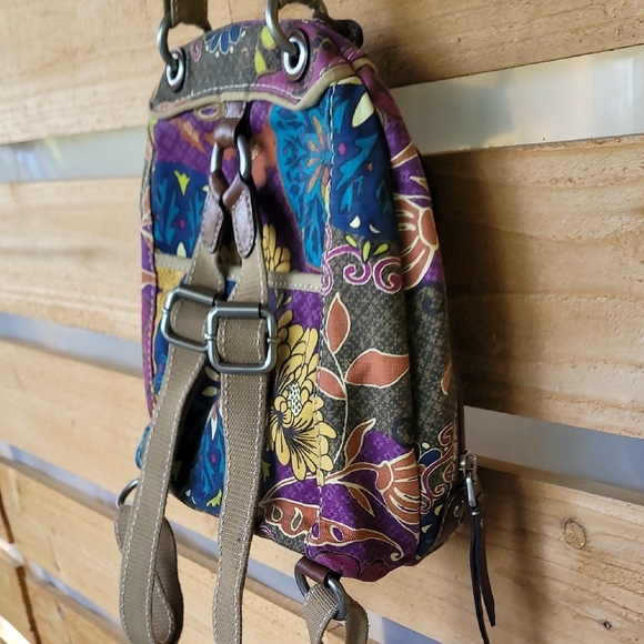 Fossil Bag/Backpack Bag. Vibrant Colorful Bag Leather & Canvas - Picture 10 of 15